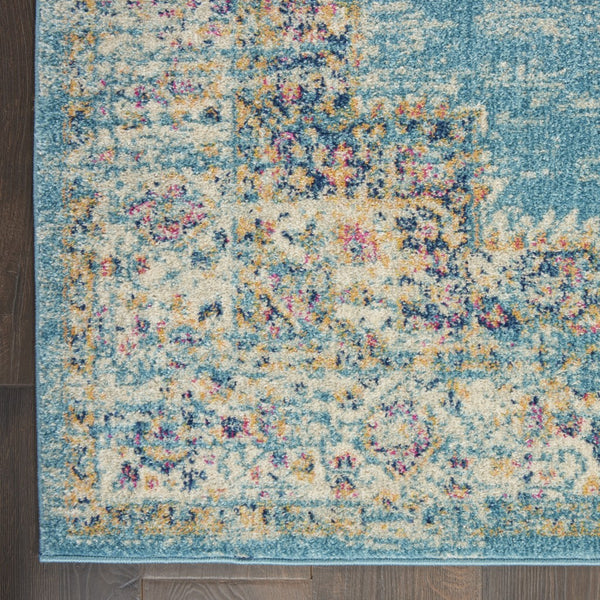 2’x6’ Light Blue Distressed Medallion Runner Rug