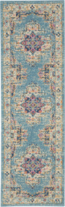 2’x6’ Light Blue Distressed Medallion Runner Rug