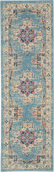 2’x6’ Light Blue Distressed Medallion Runner Rug