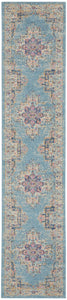 2’ x 10’ Light Blue Distressed Medallion Runner Rug