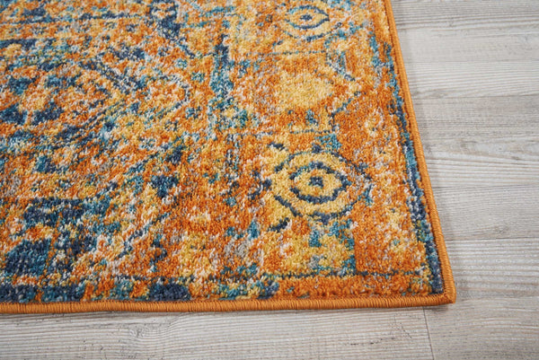 2’ x 3’ Gold and Blue Antique Scatter Rug