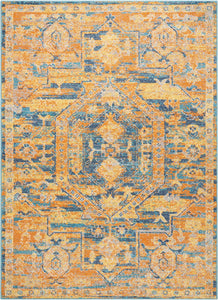 4’ x 6’ Gold and Blue Antique Area Rug