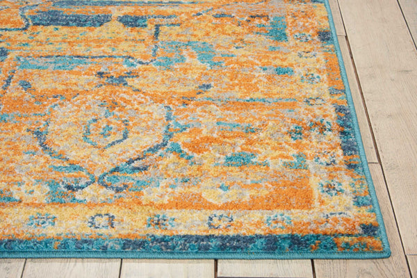 4’ x 6’ Gold and Blue Antique Area Rug