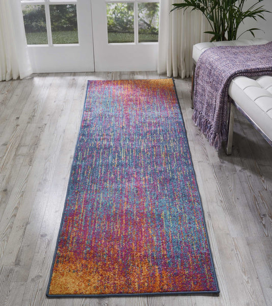 2’ x 8’ Rainbow Abstract Striations Runner Rug