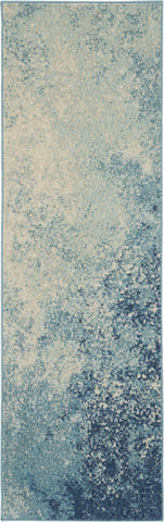 2’ x 6’ Light Blue and Ivory Abstract Sky Runner Rug