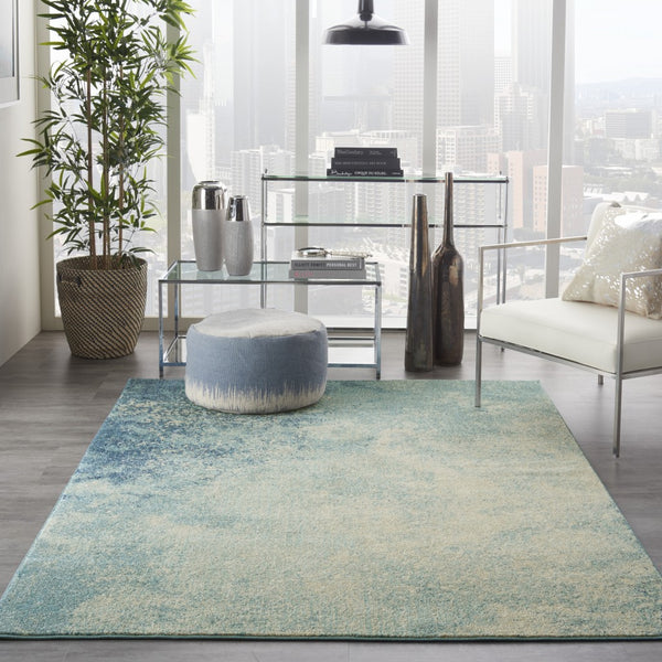 4’ x 6’ Light Blue and Ivory Abstract Sky Area Rug