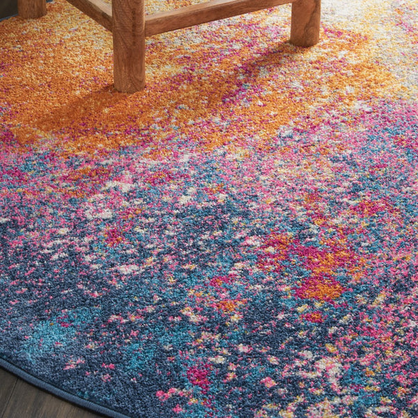 4’ Round Abstract Brights Sunburst Area Rug