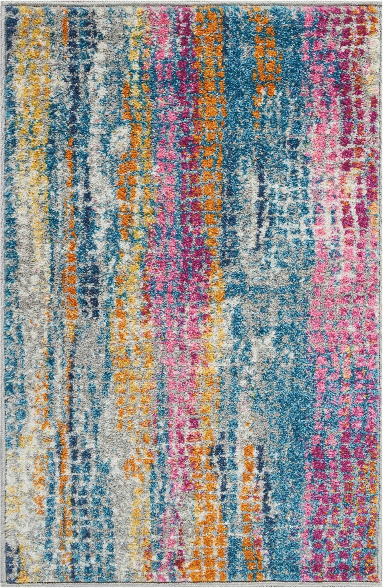 2’ x 3’ Gray Colorful Abstract Stripes Scatter Rug