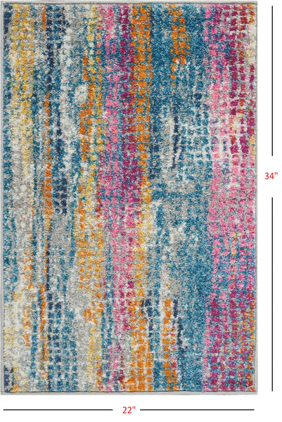 2’ x 3’ Gray Colorful Abstract Stripes Scatter Rug