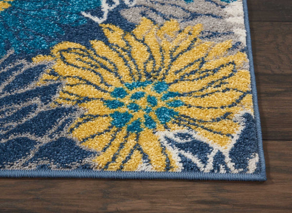 2’ x 3’ Blue Tropical Flower Scatter Rug