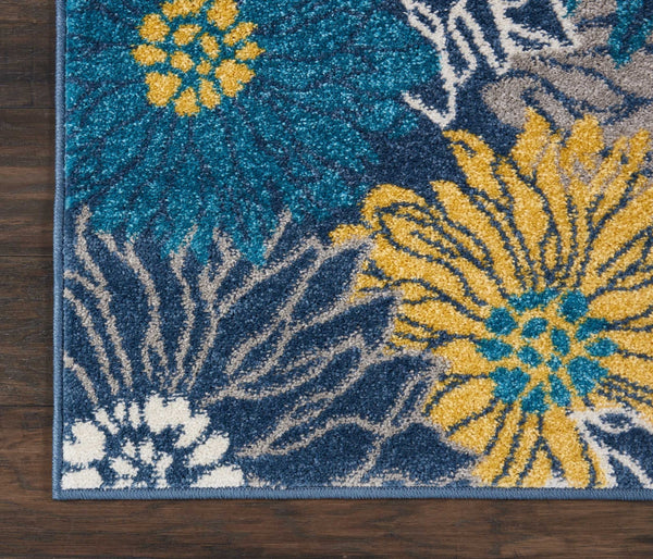 2’ x 3’ Blue Tropical Flower Scatter Rug