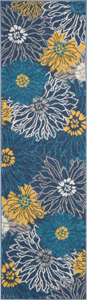 2’ x 8’ Blue Tropical Flower Runner Rug