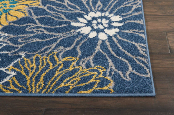 4’ x 6’ Blue Tropical Flower Area Rug