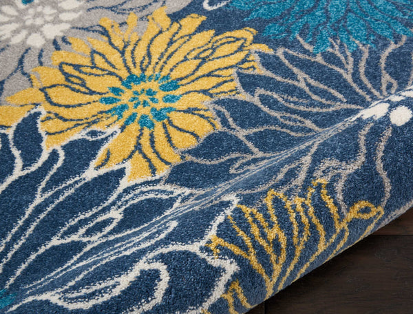 4’ x 6’ Blue Tropical Flower Area Rug