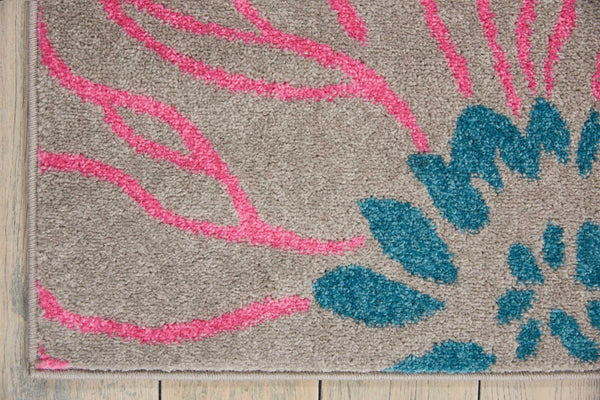 5’ x 7’ Gray and Pink Tropical Flower Area Rug