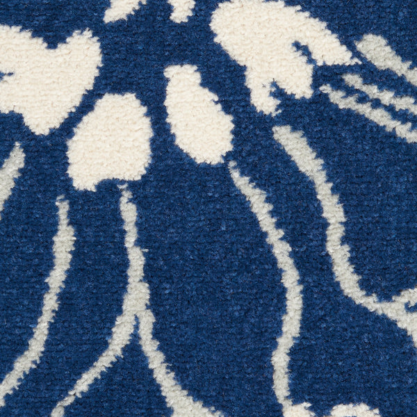 2’ x 6’ Navy and Ivory Floral Runner Rug