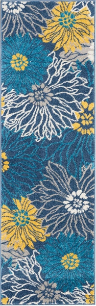 2’ x 6’ Blue Tropical Flower Runner Rug