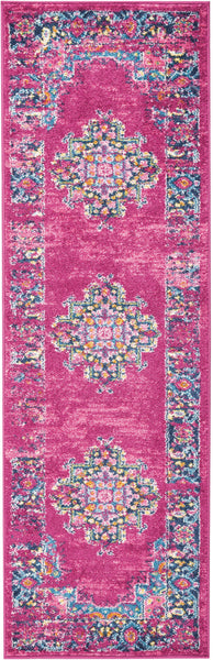 2’ x 6’ Fuchsia and Blue Distressed Runner Rug