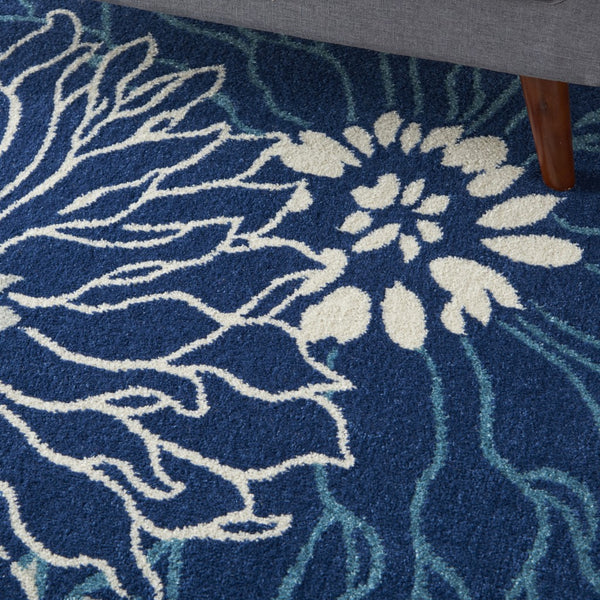 5’ x 7’ Navy and Ivory Floral Area Rug