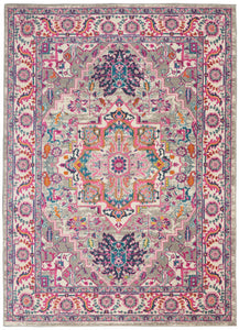 4’ x 6’ Light Gray and Pink Medallion Area Rug