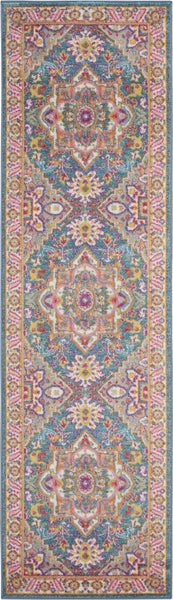 2’ x 6’ Teal and Pink Medallion Runner Rug