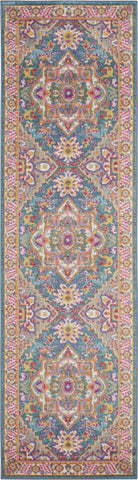 2’ x 6’ Teal and Pink Medallion Runner Rug