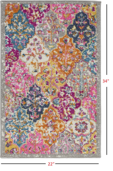 2’ x 3’ Muted Brights Floral Diamond Scatter Rug