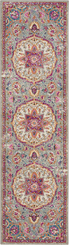 2’ x 8’ Gray and Pink Medallion Runner Rug