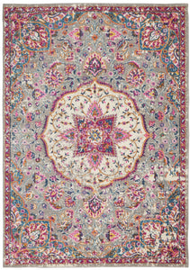 4’ x 6’ Gray and Pink Medallion Area Rug