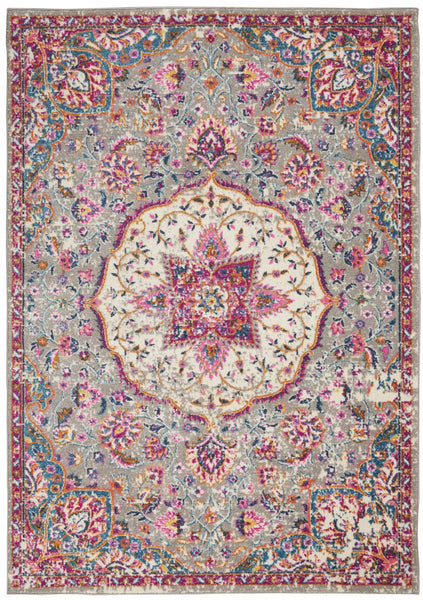 4’ x 6’ Gray and Pink Medallion Area Rug