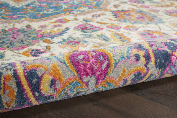 4’ x 6’ Pink and Blue Floral Medallion Area Rug