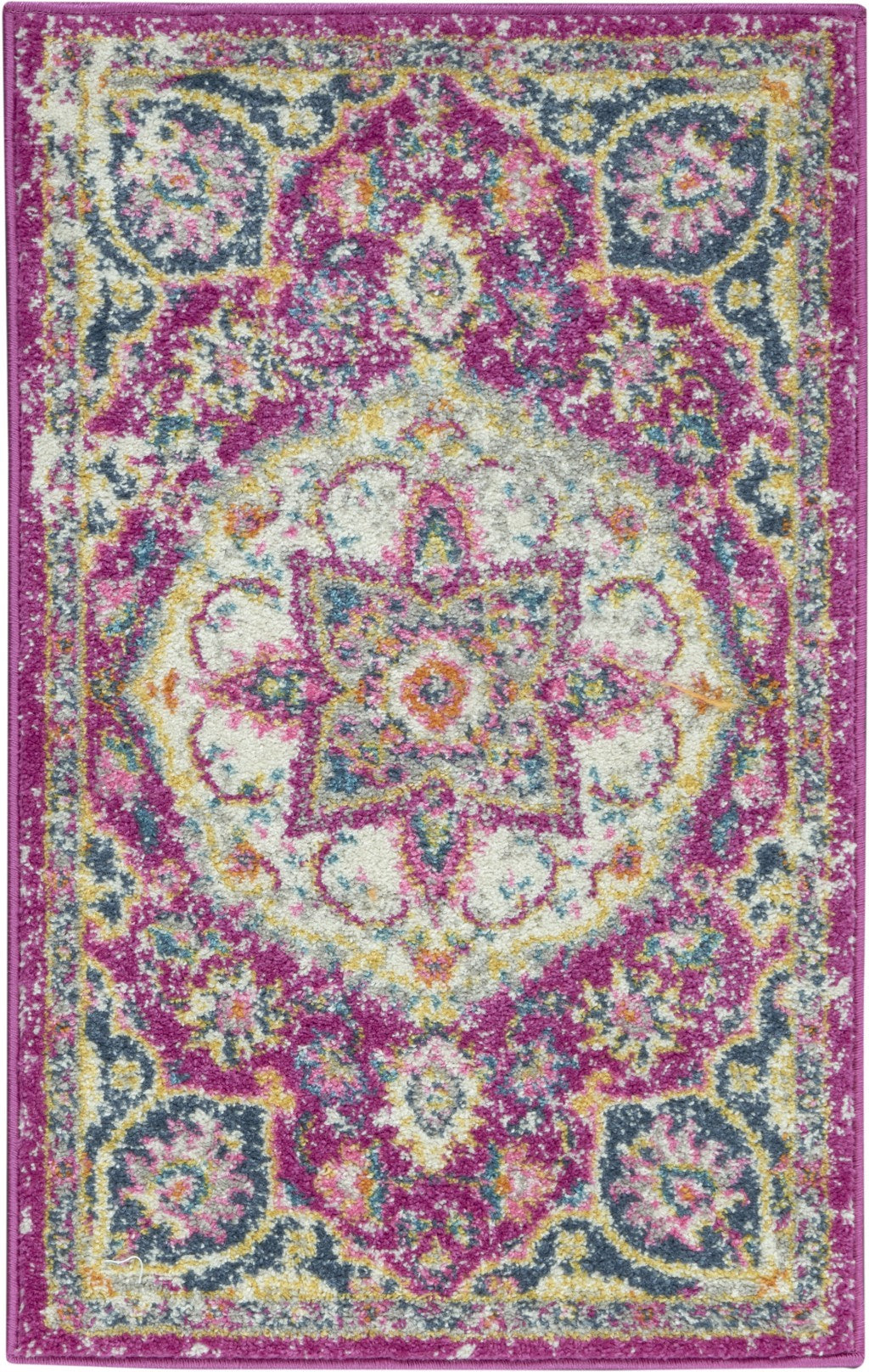 2’ x 3’ Pink and Ivory Medallion Scatter Rug