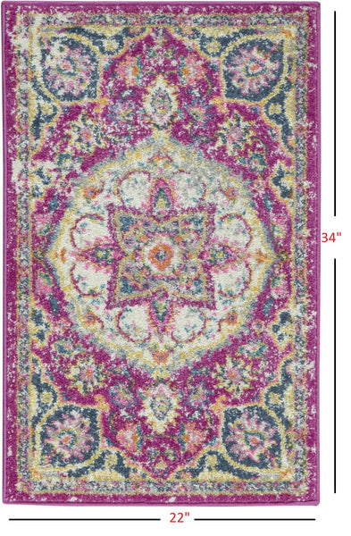 2’ x 3’ Pink and Ivory Medallion Scatter Rug