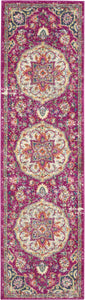 2’ x 6’ Pink and Ivory Medallion Runner Rug