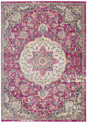 4’ x 6’ Pink and Ivory Medallion Area Rug