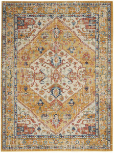 4’ x 6’ Ivory and Yellow Center Medallion Area Rug