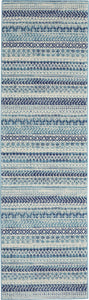 2’ x 8’ Navy Blue Ornate Stripes Runner Rug