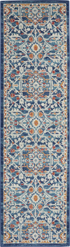 2’ x 8’ Blue White Multi Medallion Runner Rug