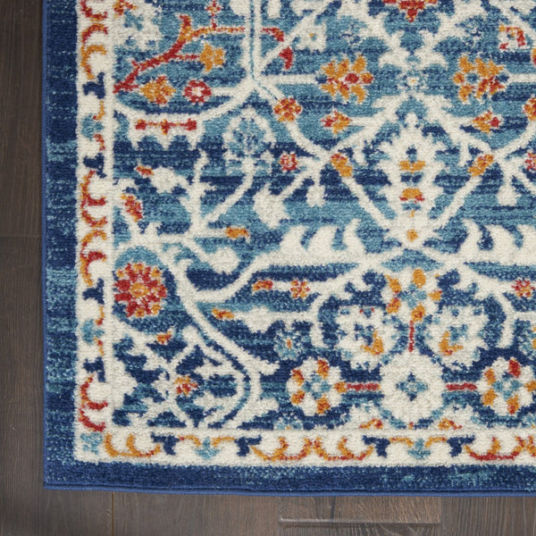 4’ x 6’ Blue White Multi Medallion Area Rug