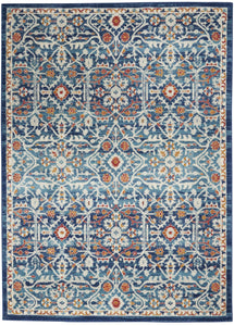 5’ x 7’ Blue White Multi Medallion Area Rug