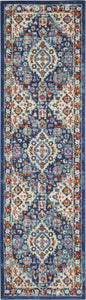 2’ x 8’ Blue and Ivory Medallion Runner Rug