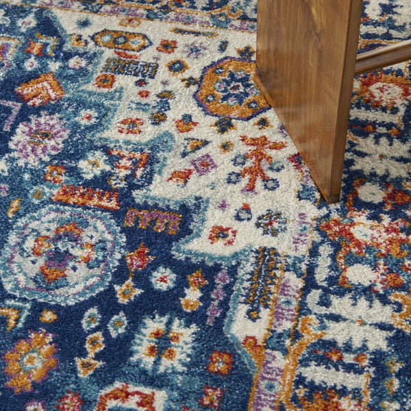 4’ x 6’ Blue and Ivory Medallion Area Rug