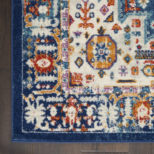 5’ x 7’ Blue and Ivory Medallion Area Rug