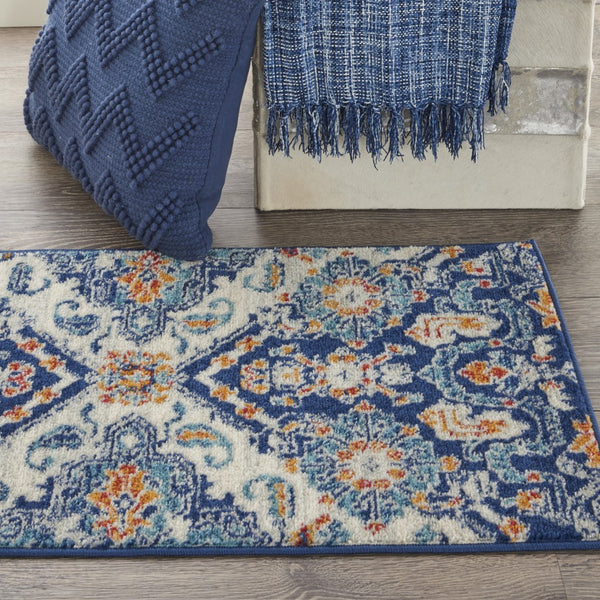 2’ x 3’ Blue and Ivory Persian Patterns Scatter Rug