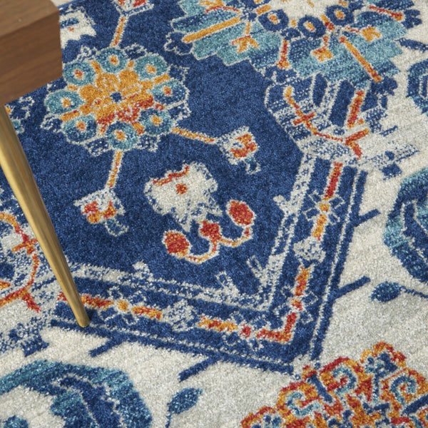 5’ x 7’ Blue and Ivory Persian Patterns Area Rug