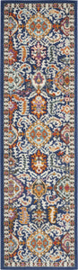 2’ x 8’ Blue and Gold Intricate Runner Rug