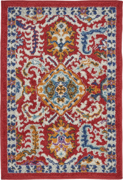 2’ x 3’ Red and Multicolor Decorative Scatter Rug