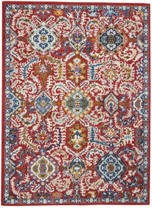 5’ x 7’ Red and Multicolor Decorative Area Rug