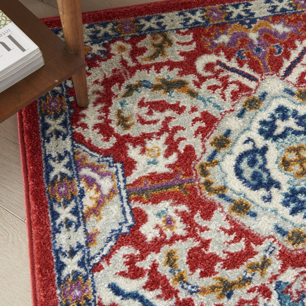 5’ x 7’ Red and Multicolor Decorative Area Rug