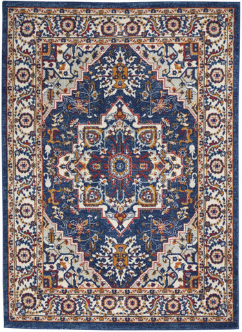 4’ x 6’ Blue and Ruby Medallion Area Rug